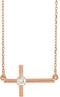 Diamond Sideways Cross 14k Rose Gold Necklace, 16"-18" (.1 Ct, G-H Color, I1 Clarity)