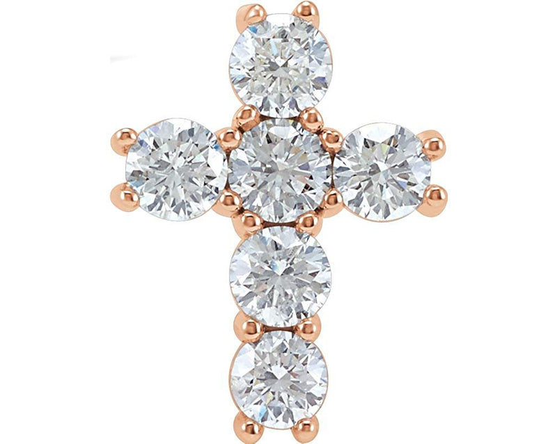 Diamond Cross Pendant, Rhodium-Plated 14k Rose Gold (1/4 Ctw, Color G-H, Clarity I1 )