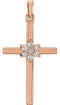 Large 7-Stone Diamond Cluster Christian Cross 14k Rose Gold Pendant (1/10 Ctw) 30.40X16.26MM