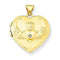 Petite 14k Yellow Gold Diamond Claddagh Heart Locket Pendant