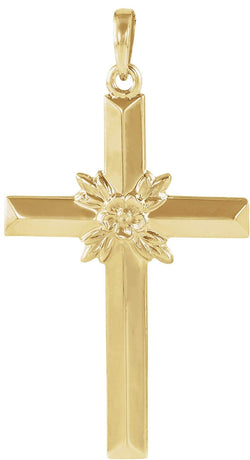 Men's Rose of Sharon Cross 14k Yellow Gold Pendant