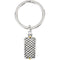 Woven Rectangle Ash Holder Key Chain, Rhodium Plate Sterling Silver, Yellow Plated Silver Accents