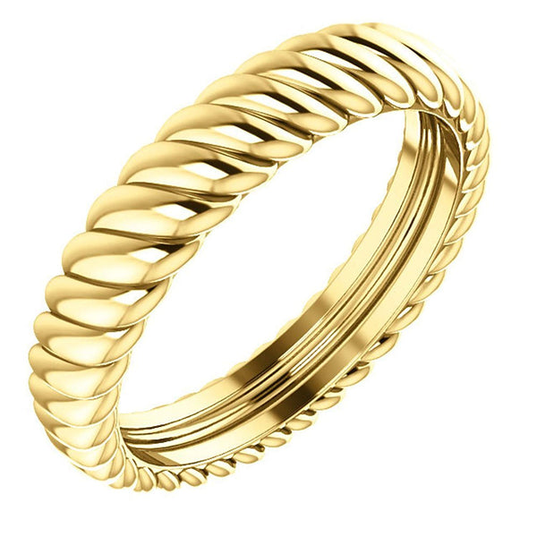 14k Yellow Gold 3.75mm Comfort-Fit Rope Pattern Band