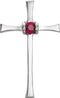 Ruby Inlay Cross Rhodium-Plated 14k White Gold Pendant