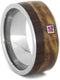 Princess Cut Ruby, Black Ash Burl, Dalmata Wood 9mm Comfort-Fit Titanium Band, Size 11.25