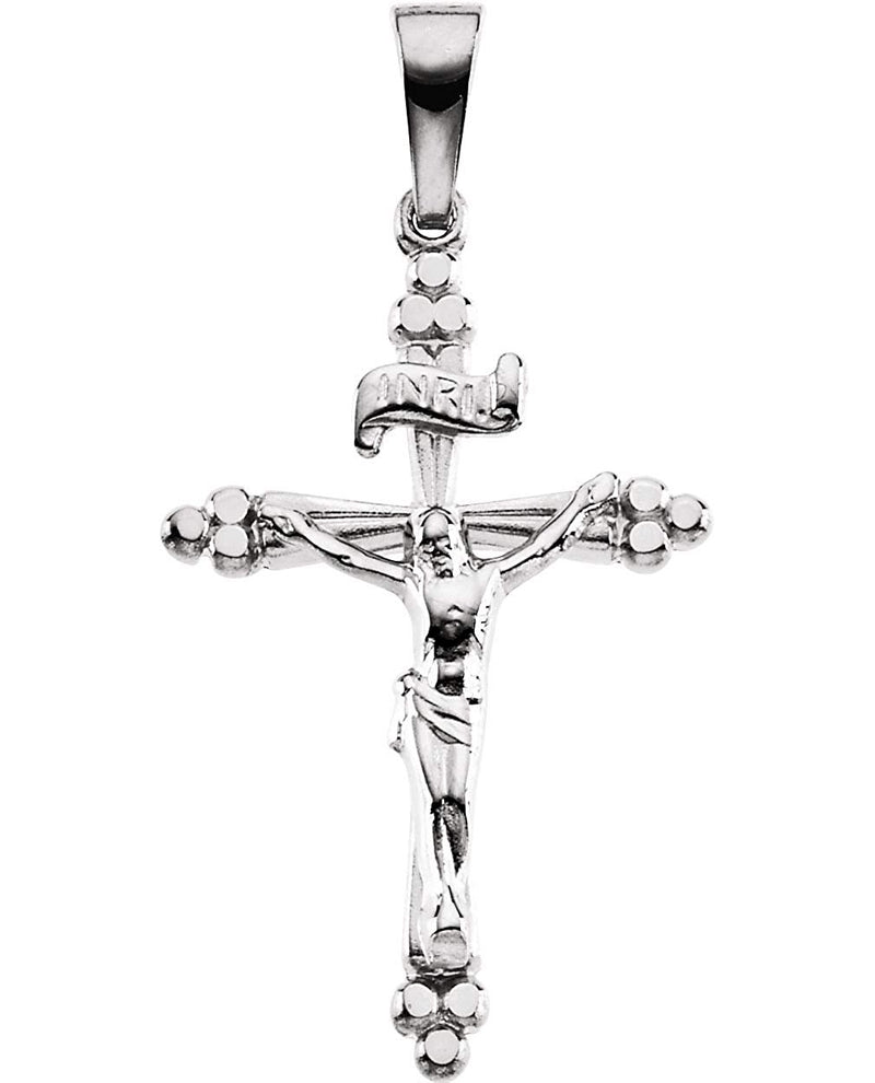 Men's Crucifix Cross 14k White Gold Pendant