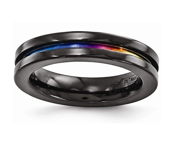 Radiance Collection Black and Rainbow Anodized Titanium 4mm Band