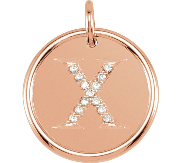 Diamond Initial "X" Pendant, 14k Rose Gold (.06 Ctw, Color GH, Clarity I1)