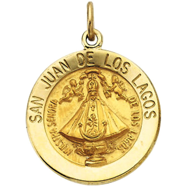 14k Yellow Gold Round San Juan de Los Lagos Medal (15 MM)