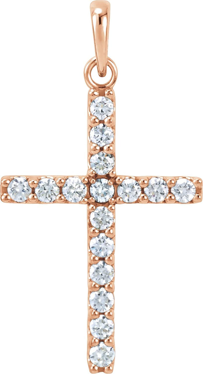 Diamond Cross Pendant, 14k Rose Gold (0.5 Ctw, Color GH, Clarity I1)