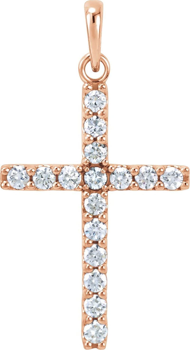 Diamond Cross Pendant, 14k Rose Gold (0.5 Ctw, Color GH, Clarity I1)