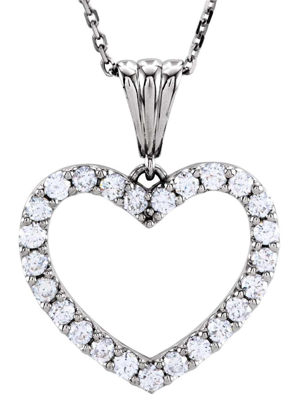 Diamond Heart 14k White Gold Pendant Necklace, 18" (1/2 Cttw)