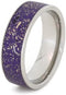 Meteorite Shavings Blue, Green, Purple Inlay 7mm Comfort-Fit Titanium Ring, Size 6