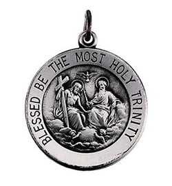 Sterling Silver Round Holy Trinity Medal (18.25 MM)