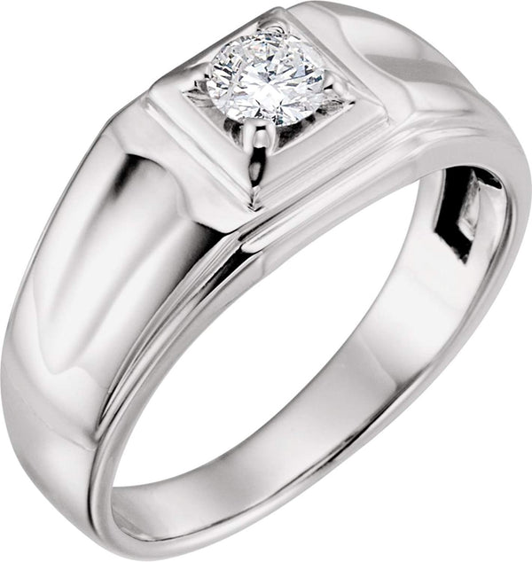 Men's Diamond Ring, Rhodium-Plated 14k White Gold (.375 Ctw, G-H Color, I1 Clarity) Size 10