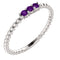 Platinum Amethyst Beaded Ring, Size 6