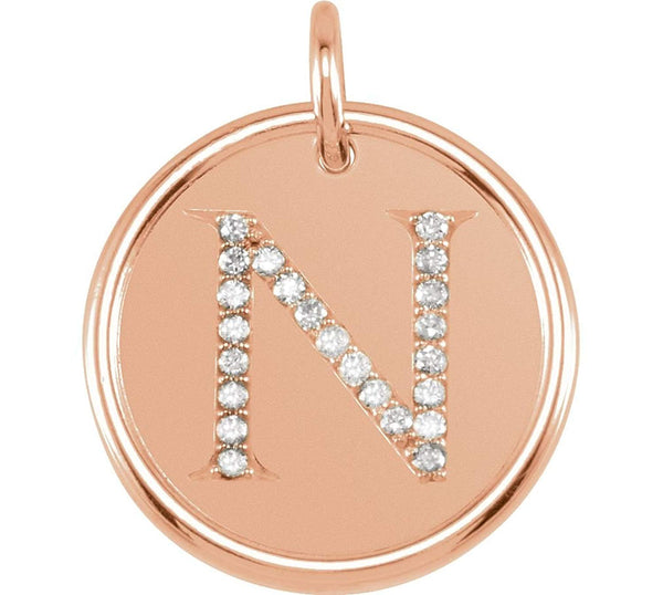 Diamond Initial "N" Pendant, 14k Rose Gold (0.1 Ctw, G-H Color, I1 Clarity)