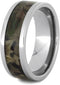 Camo Woodland Print Inlay 8mm Comfort-Fit Titanium Wedding Band, Size 15.25