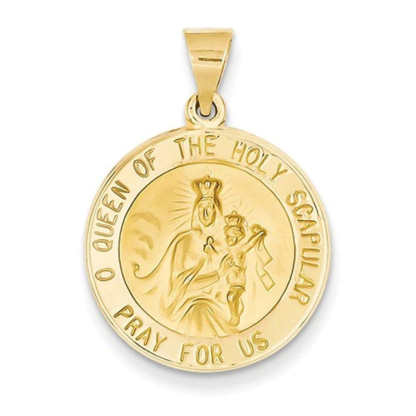 14k Yellow Gold Queen Of The Holy Scapular Reversible Medal Pendant (22X19MM)