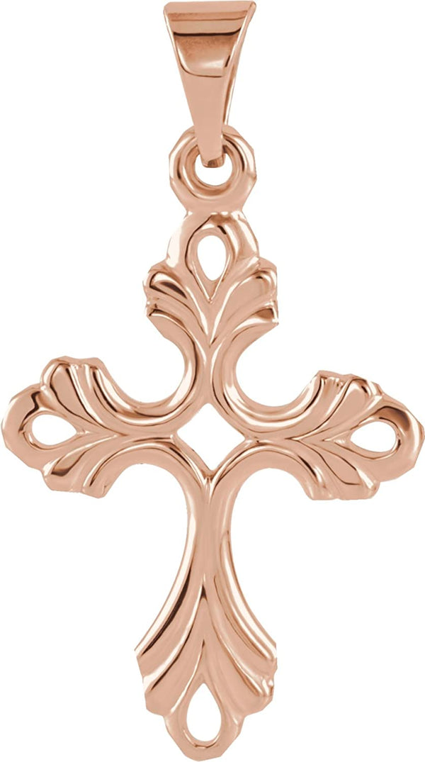 Fleury Cross 14k Rose Gold Pendant (24.5X17 MM)