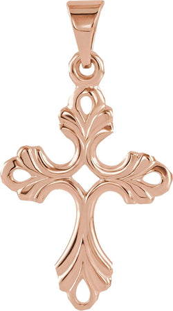 Fleury Cross 14k Rose Gold Pendant (19.5X15 MM)