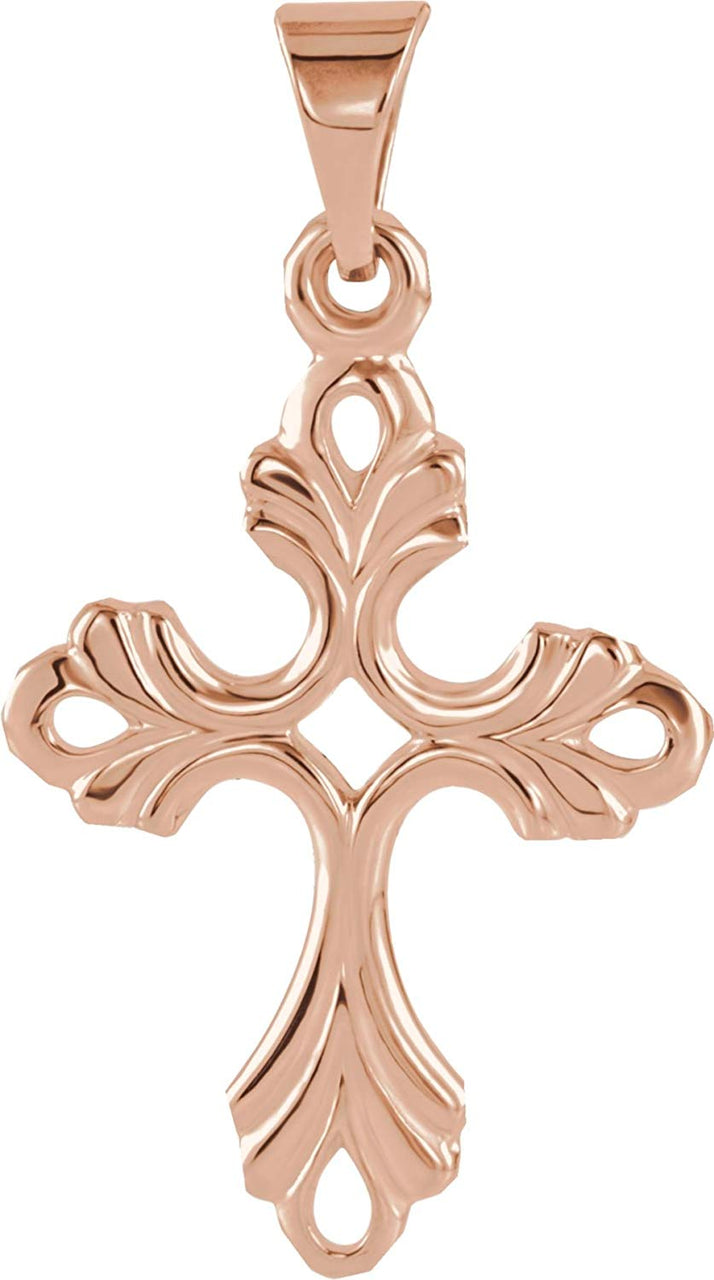 Fleury Cross 14k Rose Gold Pendant (19.5X15 MM)