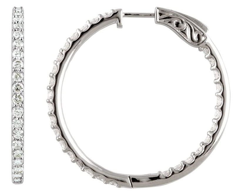 CZ Inside-Outside Hoop Earrings, Sterling Silver (41.5MM)