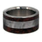 Gibeon Meteorite, Black Ash Burl Wood 10mm Comfort Fit Titanium Band, Size 16