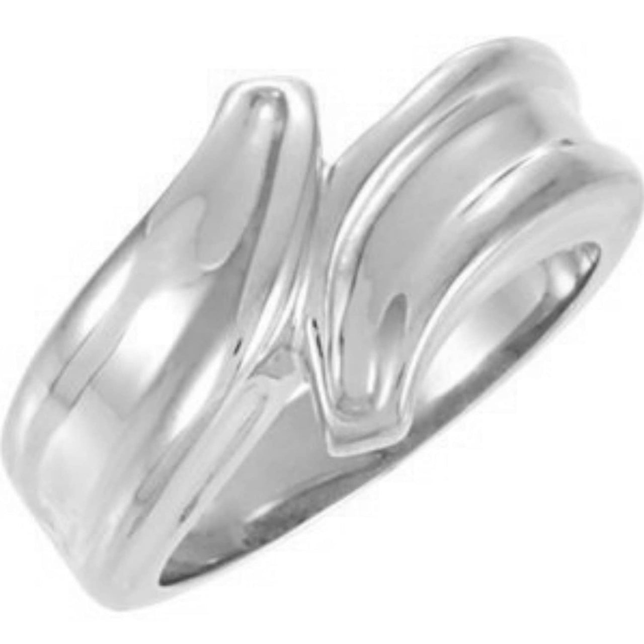 Vintage Style Bypass Ring, 8mm Rhodium-Plated 14k White Gold, Size 6