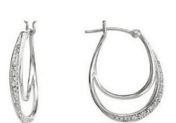 Diamond Hoop Earrings, 14k White Gold (1/10 Ctw, Color G-H, Clarity I1)