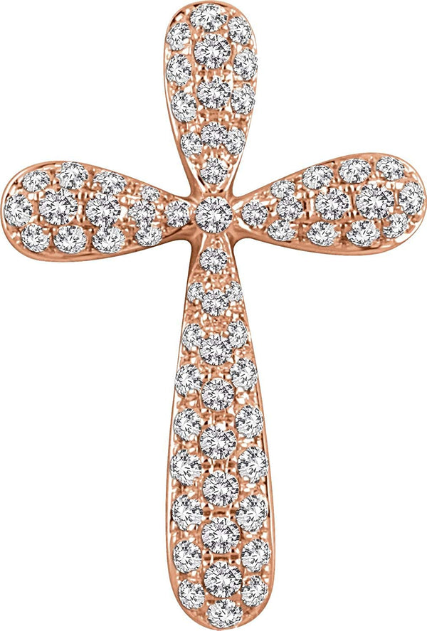 Diamond Petal Cross Pendant, 14k Rose Gold (.33 Ctw, H+ Color, I1 Clarity)