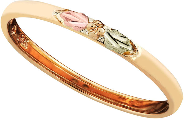Ave 369 10k Yellow Gold Grape Leaf Design 2mm Stacking Ring, 12k Rose and Green Gold Black Hills Gold