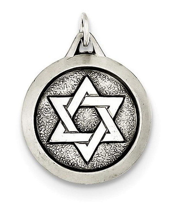 Sterling Silver Antiqued Star Of David Medal (21X18MM)