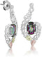 Mystic Fire Topaz Earrings, Sterling Silver, 12k Green and Rose Gold Black Hills Gold Motif