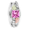 Princess-Cut Created Pink Sapphire and CZ Ring, Sterling Silver, 12k Green and Rose Gold Black Hills Gold Motif