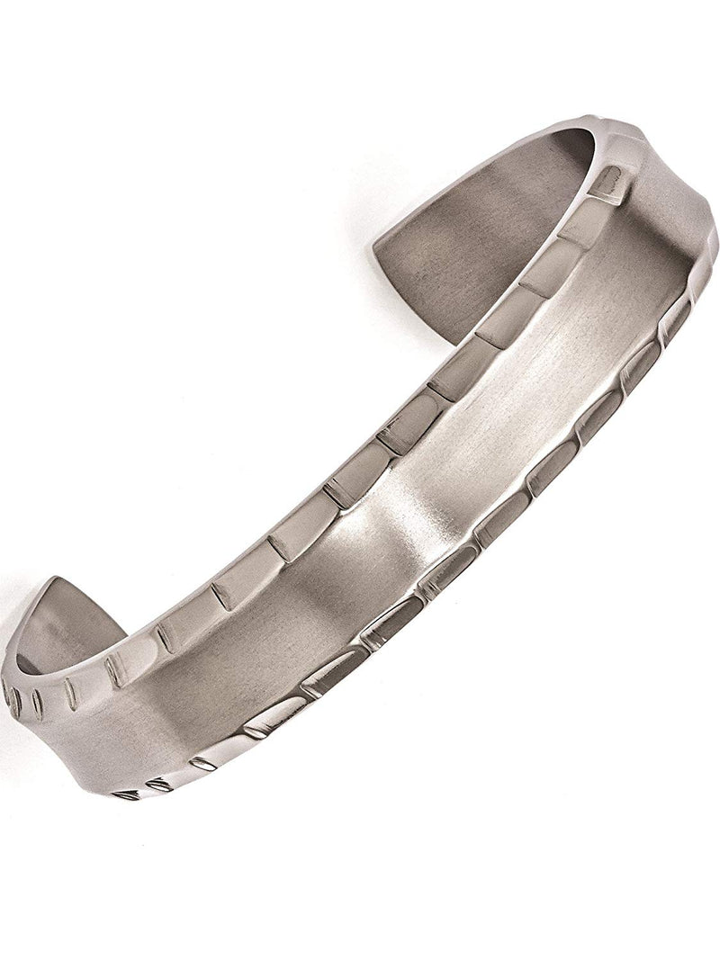 Men's Templar Collection Gray Titanium Faceted Edge Cuff Bracelet (14MM)