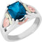 Ave 369 December Birthstone Created Blue Zircon Ring, Sterling Silver, 12k Green and Rose Gold Black Hills Silver Motif