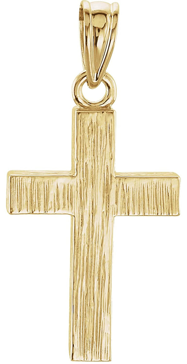 Rugged Cross Brushed 14k Yellow Gold Pendant (30X20MM)