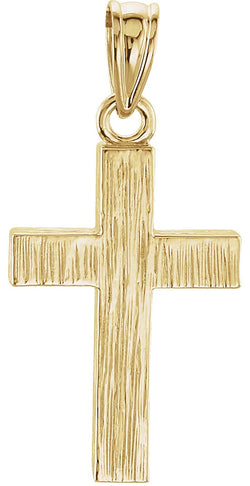 Rugged Cross Brushed 14k Yellow Gold Pendant (20X13MM)