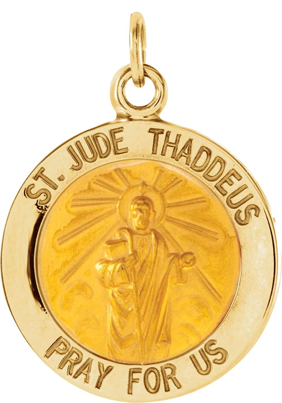 14k Yellow Gold Round St. Jude Thaddeus Medal (14.5MM)