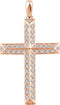 Diamond Angled Cross 14k Rose Gold Pendant (1 Ctw, H+ Color, I1 Clarity)