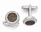 Rhodium-Plated Sterling Silver, Pave Brown Cubic Zirconia Brilliant Embers Coin Cuff Links, 16MM