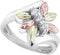 Rhodium-Plated Sterling Silver Six Leaf CZ Dragonfly Bypass Ring, 12k Rose and Green Gold Black Hills Gold Size 7.75