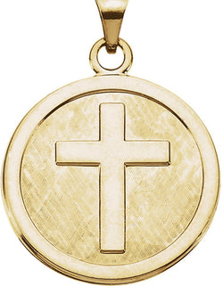 14k Yellow Gold Confirmation Medal Cross Pendant (23 MM)