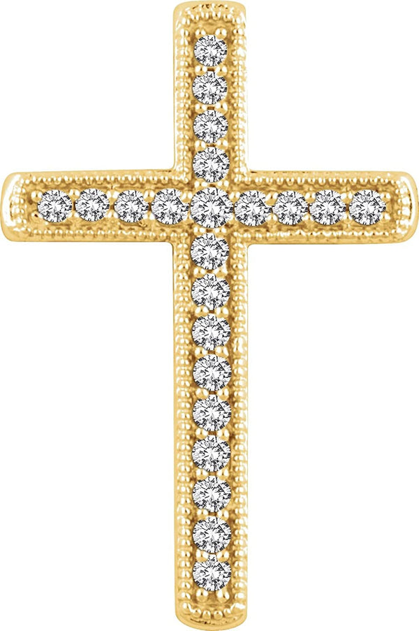 Diamond Chapel Cross Rhodium-Plated 14k Yellow Gold Pendant (.25 Ctw, H+ Color, I1 Clarity)