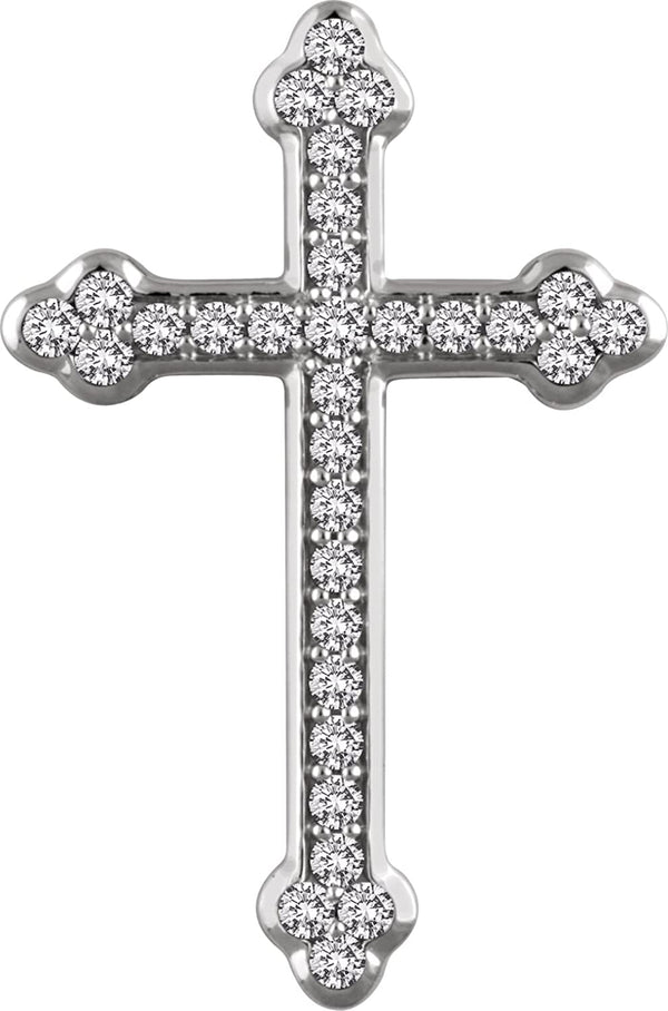 Diamond Botonée Cross Rhodium-Plated 14k White Gold Pendant (.75 Ctw, H+ Color, I1 Clarity)