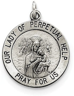 Sterling Silver Our Lady of Perpetual Help Round Medal (24X13MM)