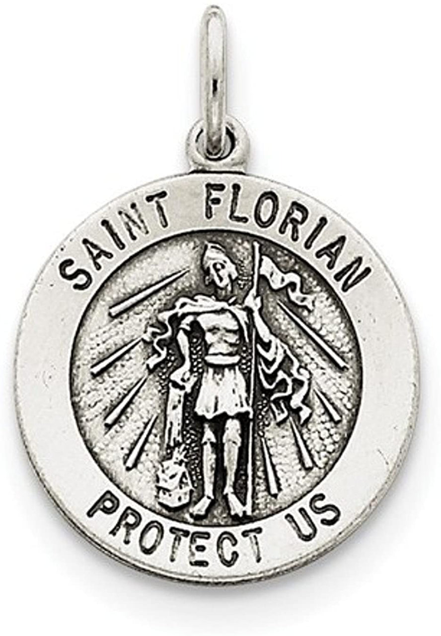 Sterling Silver Antiqued Saint Florian Medal (26X20MM)