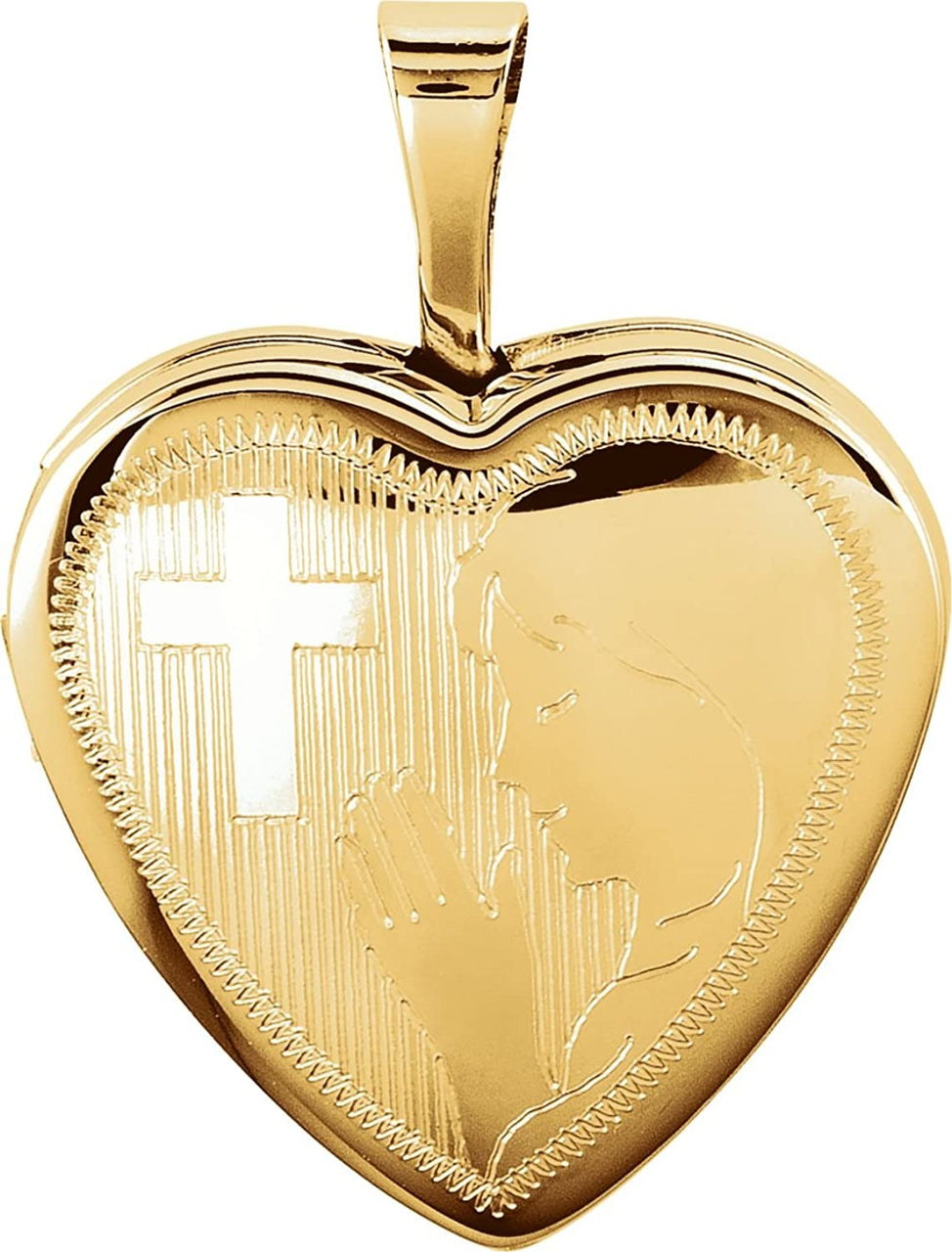 Milgrain Edge Heart 14k Yellow Gold Plated Sterling Silver Prayer Locket (15.80X16.00 MM)