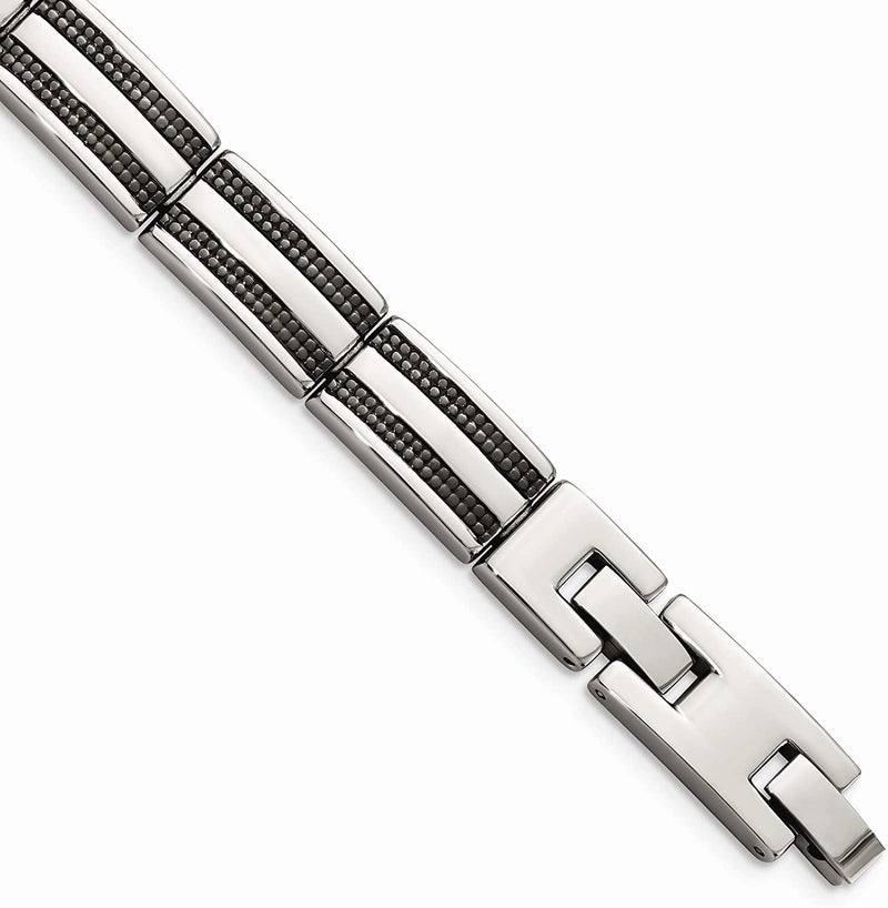 Men's IP Black Stainless Steel 10mm Bracelet, 8.25 Inches